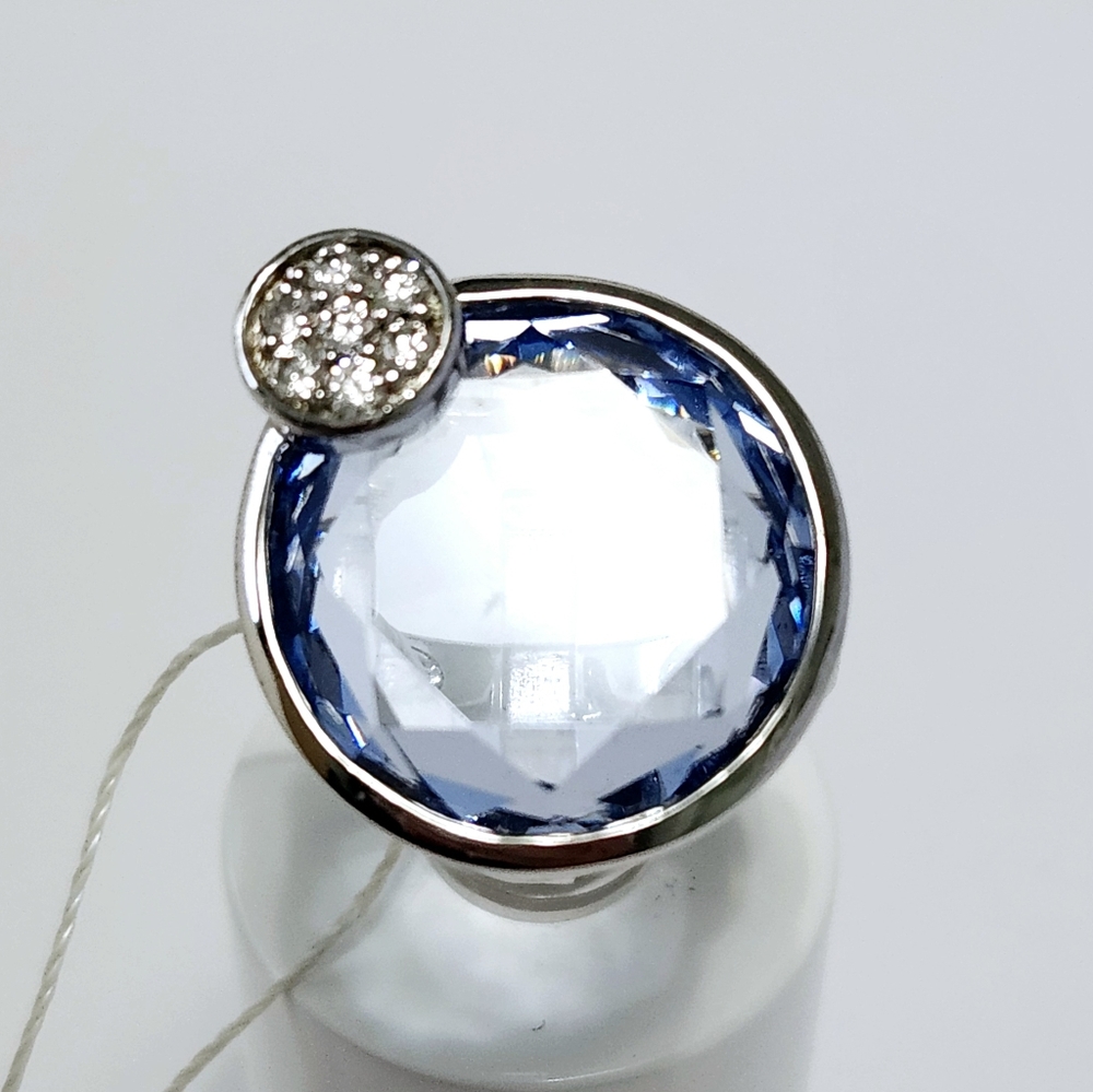 New Sterling silver round blue ring sz 6.5 - Picture 3 of 10